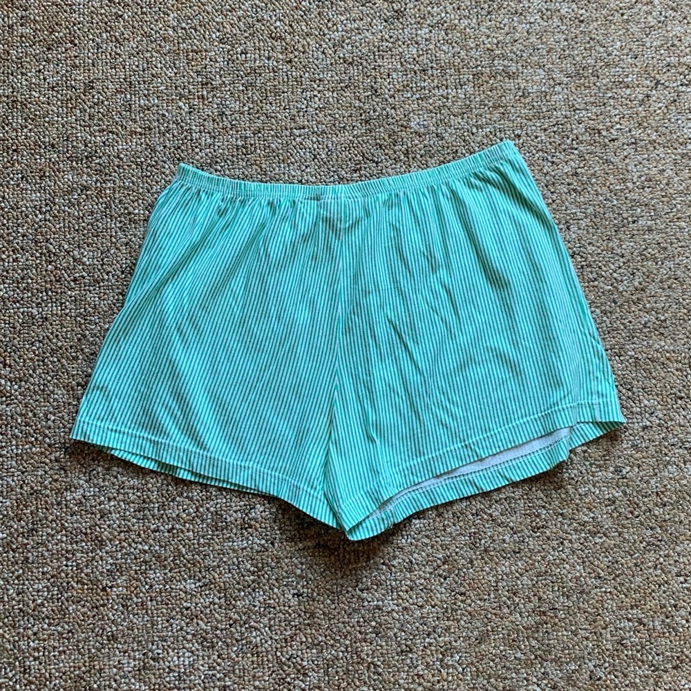 Vintage Gold Label Victoria’s Secret Green Striped Pajama Shorts Size Small